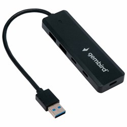 Хаб USB 3.1, 2хUSB, 2хType-C, с дополнительным питанием (Type-C), кабель USB 19 см, черный, GEMBIRD UHB-C415 - фото 14225445