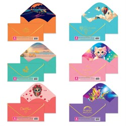 Конверт для денег "Soft Style" 166х82 мм, софт-тач, фольга, ЗОЛОТАЯ СКАЗКА, 6 дизайнов, 116362 - фото 14567574