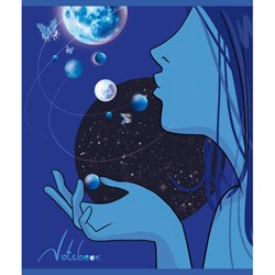 Тетрадь А5 48 л., ПЗБМ скоба, клетка, Soft-Touch, глиттер, "Космо" (микс в спайке), 23829 - фото 14567655