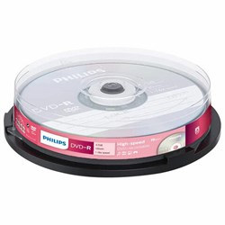 Диск DVD-R PHILIPS, 4,7 Гб, 16x, Cake Box (упаковка на шпиле), КОМПЛЕКТ 10 шт., DM4S6B10F/97 - фото 14684095