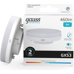 Лампа GAUSS LED Elementary GX53 6W 4100K - фото 14711018