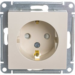 Розетка Systeme Electric Бежевый с заземлением со шторками, 16А - фото 14716035