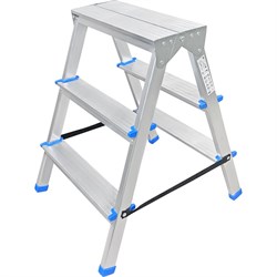 Алюминиевая двухсторонняя стремянка LadderBel 3 ступени STR2-AL-3 - фото 14716535