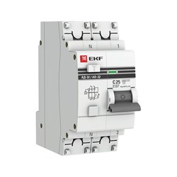 Дифавтомат EKF АД-32 PROxima 1п+N 2мод. C 25A 30mA AC 3kA - фото 14717938