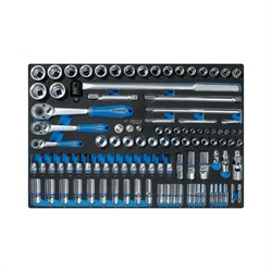 Набор торцевых головок KING TONY 1/4"&3/8"&1/2" с принадлежностями, ложемент - фото 14721923