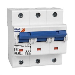 Модульный выключатель автоматический КЭАЗ 3п C 100А 20кА OptiDin BM125-3C100-8ln-УХЛ3 - фото 14724932