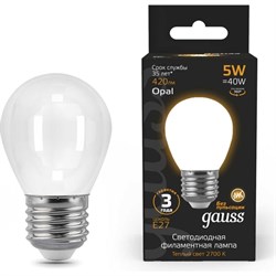 Лампа GAUSS LED Filament Шар OPAL - фото 14760242