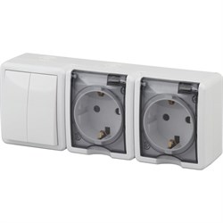 Блок розетка выключатель ЭРА 11-7404-01 Эксперт - фото 14811612