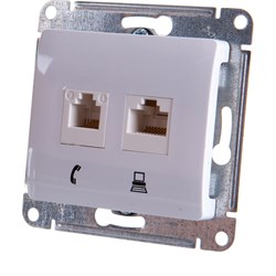 Двухместный механизм розетки Systeme Electric Glossa - фото 14814574