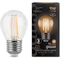 Лампа GAUSS LED Filament Шар - фото 14836785