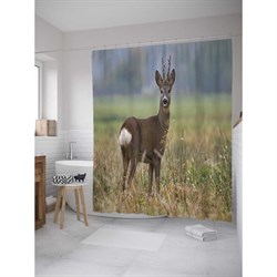 Штора-занавеска для ванной JoyArty Газель в поле - фото 14850694