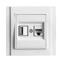 Розетка для USB + сетевого кабеля LAN Metronex Verona - фото 14854800