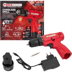 Аккумуляторная дрель шуруповерт ForceKraft FK-CDA12V Li-ion - фото 14854971