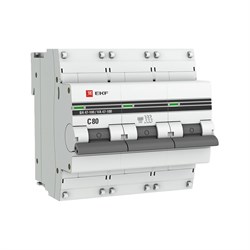 Трехполюсный автомат EKF ВА 47-100 PROxima 80А C - фото 14860588