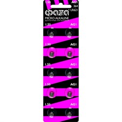 Марганцево-цинковые часовые батарейки ФАZА AG 1 LR 621 BL-10 - фото 14865028