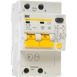 Дифференциальный автомат IEK АД-12 2п, 16А, C, 10мА - фото 14873278
