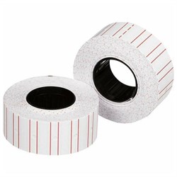 Этикет-лента 21х12 мм, прямоугольная, белая с красной полосой, КОМПЛЕКТ 10 рулонов по 1000 этикеток, 117546 - фото 14883243