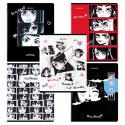 Тетради КОМПЛЕКТ 5 шт., А5, 48 л., BRAUBERG скоба, клетка, глянцевый лак, "Аниме", 404391 - фото 14883275