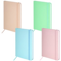 Блокнот А5 138x213 мм, BRAUBERG "Basic", под кожу, 80 л., клетка, ассорти, PASTEL, 116230 - фото 14898228