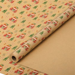 Бумага упаковочная крафт BIG SIZE новогодняя "XMAS Car", 0,7х10 м, ЗОЛОТАЯ СКАЗКА, 592194 - фото 14913984