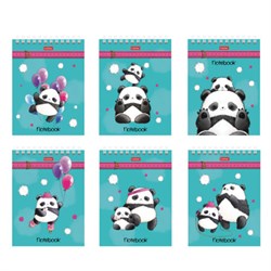 Блокнот МАЛЫЙ ФОРМАТ А6, 60 л., гребень, картон, клетка, HATBER, "Плюшевые панды", 088304, 60Б6В1гр - фото 14922809