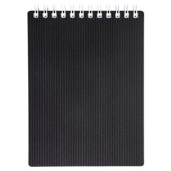 Блокнот МАЛЫЙ ФОРМАТ А7, 80 л., гребень, обложка пластик "VELVET", клетка, HATBER, черный, 081561, 80Б7В1гр_01601 - фото 14922820