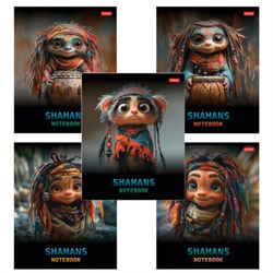 Тетрадь А5 48 л., HATBER скоба, клетка, глянцевая ламинация, "Шаманы" (микс в спайке), 088374, 48Т5лВ1 - фото 14922900