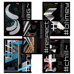 Тетрадь обложка пластик с печатью, А5, 80 л., скоба, клетка, HATBER, "Хештег" (микс в спайке), 090260, 80Т5В1пл - фото 14922943