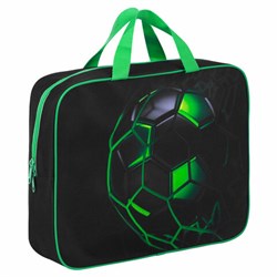 Папка на молнии с ручками BRAUBERG KIDS А4, 1 отделение, полиэстер, 80 мм, "Green ball", 272123 - фото 14924623