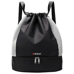 Рюкзак спортивный мешок HEIKKI ACTION (ХЕЙКИ) с отделением для обуви, вентилируемые стенки, 45х34 см, "Total black", 273455 - фото 14927335