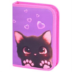 Пенал BRAUBERG, 1 отделение, 2 откидные планки, полиэстер, 21х14 см, "Paw prints", 273526 - фото 14927351