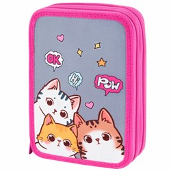 Пенал BRAUBERG, 2 отделения, полиэстер, 21х14 см, "Hi there", 273536 - фото 14927361