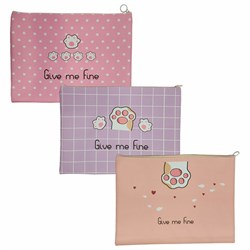 Папка для тетрадей ПИФАГОР А4, 1 отделение, ПВХ, на молнии, ассорти, "Pawesome", 32x23 см, 273829 - фото 14927430