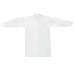 Халат одноразовый белый на липучках КОМПЛЕКТ 10 шт., XXL, 56-58 размер, 110 см, рукав на резинке, 30 г/м2, ОПТИТРЕЙД - фото 14936096