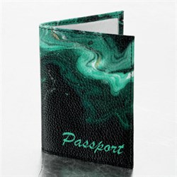 Обложка для паспорта натуральная кожа флоттер, принт "Дым", цвет черный, BRAUBERG, 238869 - фото 14942901