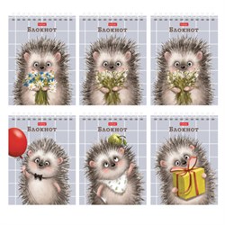 Блокнот МАЛЫЙ ФОРМАТ А6, 40 л., гребень, картон, клетка, HATBER, "Хорошо быть ёжиком", 080472, 40Б6В1гр - фото 14945196