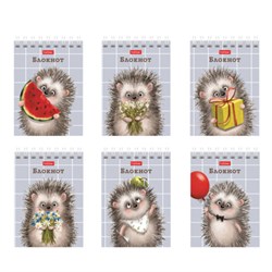 Блокнот МАЛЫЙ ФОРМАТ А7, 40 л., гребень, картон, клетка, HATBER, "Хорошо быть ёжиком", 081183, 40Б7В1гр - фото 14945201