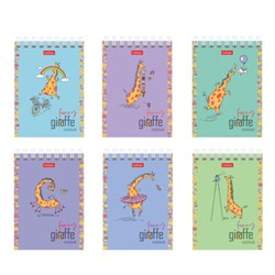 Блокнот МАЛЫЙ ФОРМАТ А7, 60 л., гребень, картон, клетка, HATBER, "Веселый жираф", 081165, 60Б7В1гр - фото 14945205