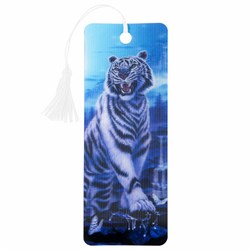 Закладка для книг с линейкой 3D-ОБЪЕМНАЯ BRAUBERG, "Белый тигр", с декоративным шнурком, 125754 - фото 14945214