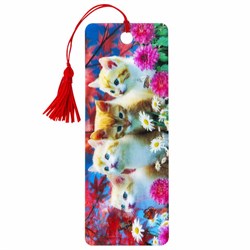 Закладка для книг с линейкой 3D ОБЪЕМНАЯ BRAUBERG, "Котята", с декоративным шнурком-завязкой, 125762 - фото 14945218