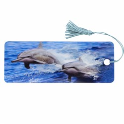 Закладка для книг с линейкой 3D-ОБЪЕМНАЯ BRAUBERG, "Дельфины", с декоративным шнурком, 128094 - фото 14945221