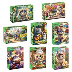 Пазл картонный "КОШАЧЬИ ЗАБАВЫ" 260 элементов АССОРТИ, 220х330 мм, HATBER - фото 14945835