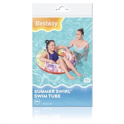 Надувной круг для плавания "Лето" диаметр 91 см, от 10 лет, до 80 кг, АССОРТИ, BESTWAY, 36084 - фото 14948603