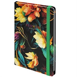 Блокнот с резинкой в клетку 96 л., А5 145х203 мм, твердая обложка с фольгой, BRAUBERG, "Bloom", 115537 - фото 14959398