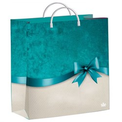 Пакет с пластиковой ручкой, мягкий пластик, 26х24 см, "Бирюзовый бантик", 140 мкм, н00229831 - фото 14960769