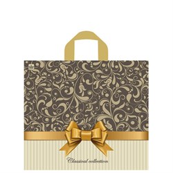 Пакет с петлевой ручкой ПВД, 34х40 см, "Бежевый узор", 70 мкм, н00128915 - фото 14960777