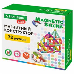 Магнитный конструктор MAGNETIC STICKS, 72 магнитные детали, BRAUBERG KIDS, 665722 - фото 14968255