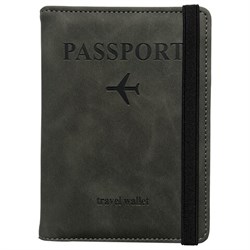 Обложка для паспорта и документов с защитой от считывания, 9 карманов, резинка, экокожа, графитовая, BRAUBERG, 238753 - фото 14977862