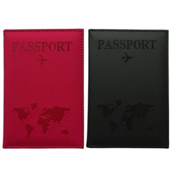 Обложка для паспорта НАБОР 2 штуки, экокожа soft-touch, черная/малиновая, STAFF, 238767 - фото 14977876