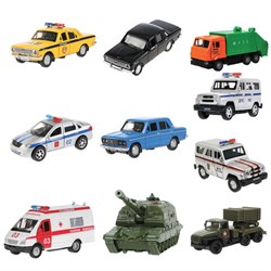 Машина металлическая коллекционная АССОРТИ 3, длина 10-15 см, инерционная, 10 видов, ТЕХНОПАРК, N-003, 2106-12-BU - фото 14980535